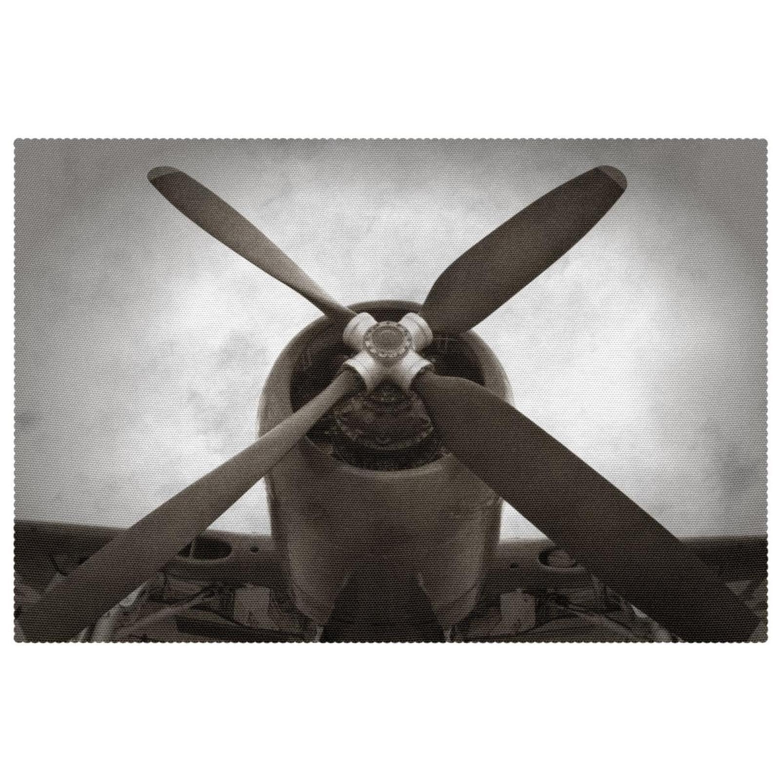 Set de table hélice d'avion de guerre vintage résistant thermique - 6 pièces