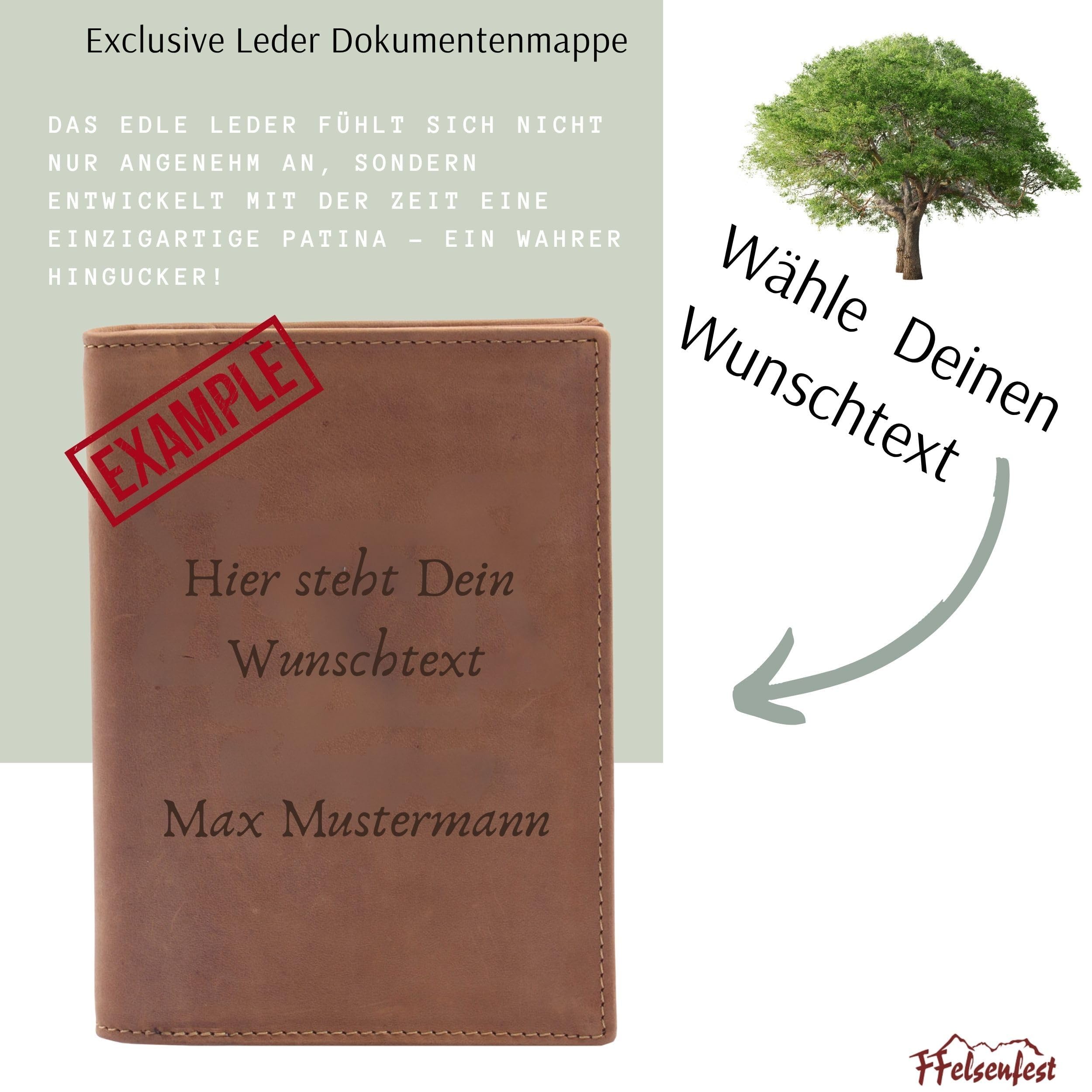 Ausweistasche personalisiert I Echt Leder Braun I Vintage Dokumentenmappe Hochformat I 6 Klarsichtfächer I handgefertigt