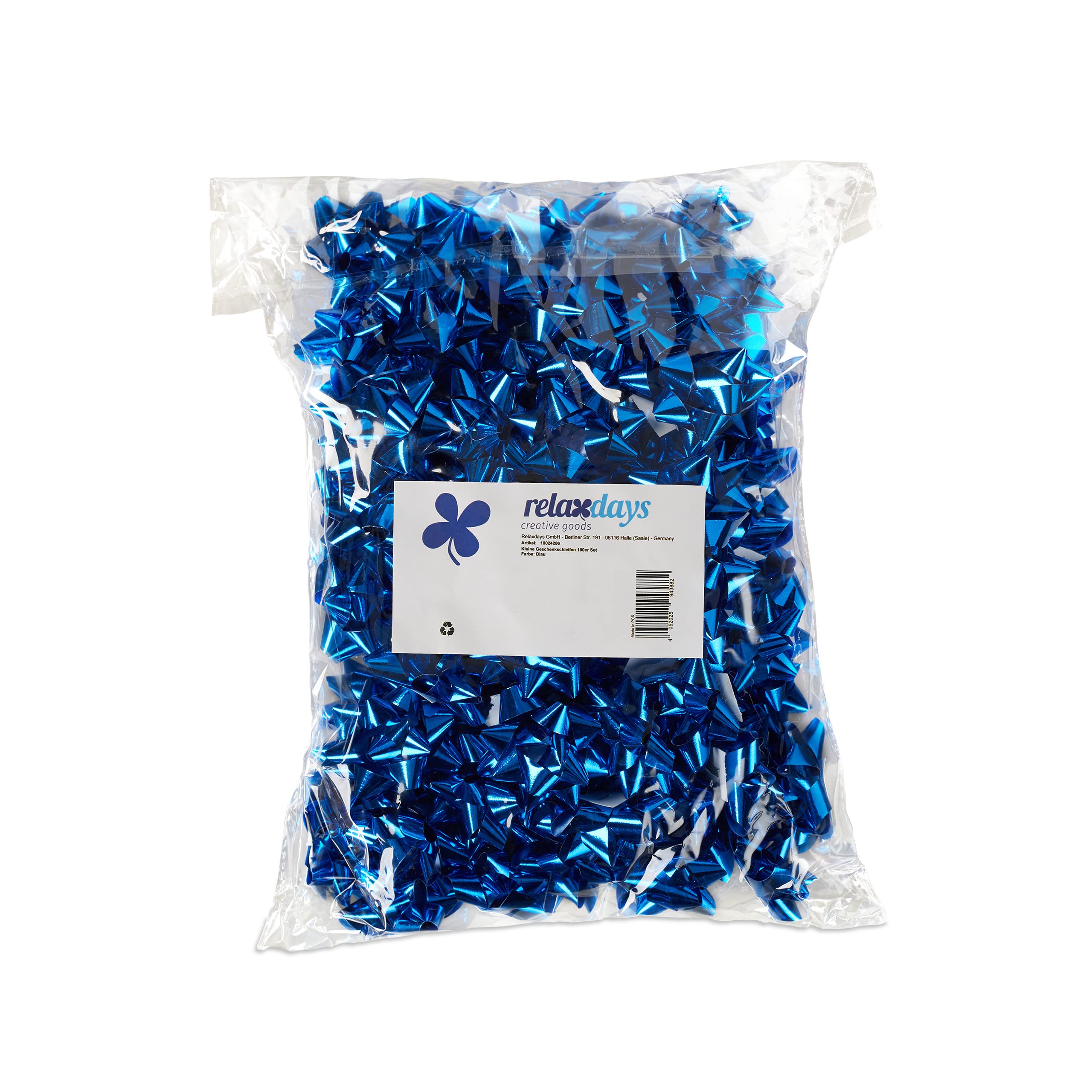1000 x Geschenkschleifen, selbstklebend, kleine Dekoschleifen für Weihnachten & Geburtstag, Zierschleifen, Ø 5 cm, blau