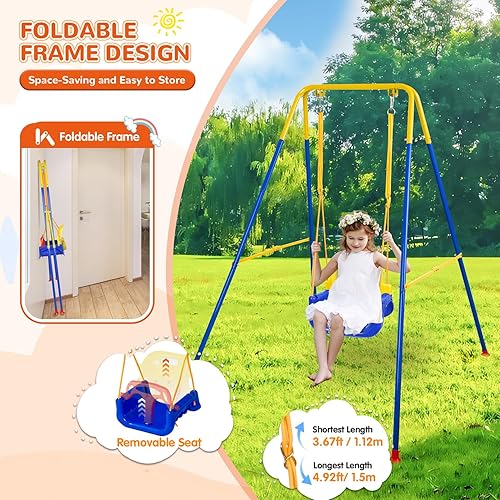 Miniatura 4 de Juego de columpios 4 en 1 y saltador y gorila para bebé, juego de columpio de bebé resistente con soporte de metal plegable para juegos en