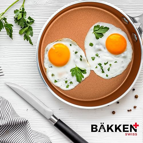 Miniatura 8 de Bakken- Swiss Mini sartén antiadherente para huevos y tortillas, 2 piezas, bandeja para huevos 5.5 pulgadas con cobre antiadherente, sartén