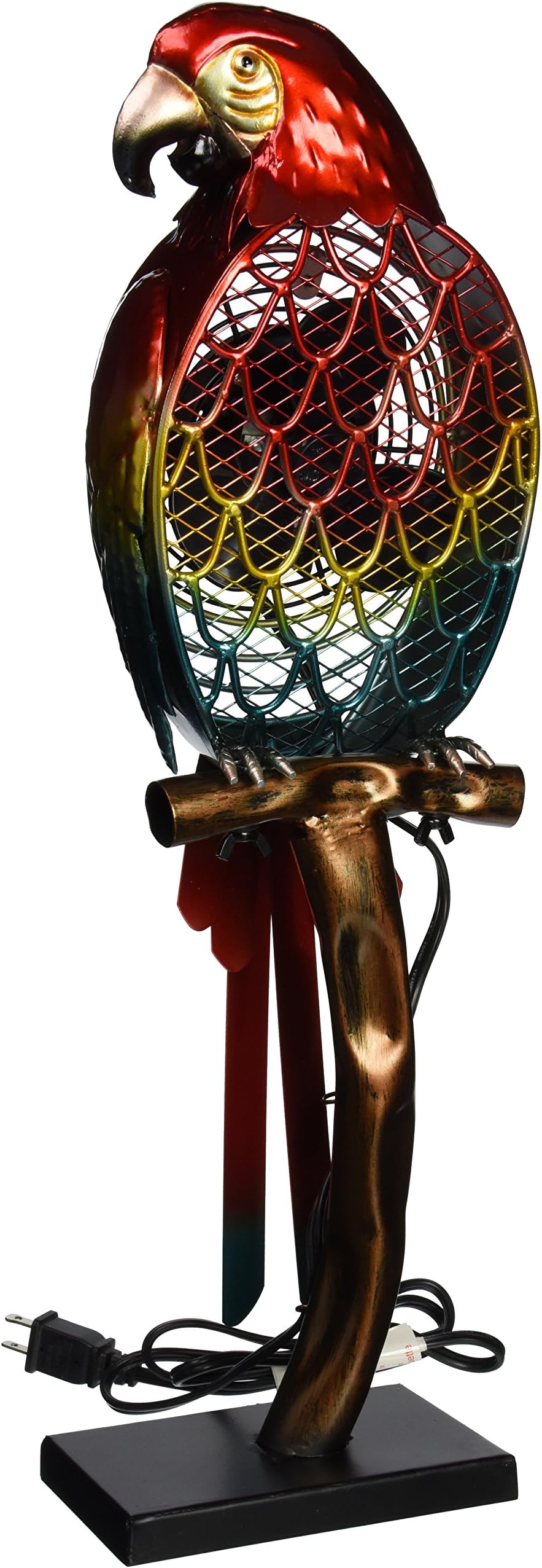 DecoBREEZE Table Fan Single-Speed Electric Circulating Fan, Parrot Figurine Fan (DBF0788)