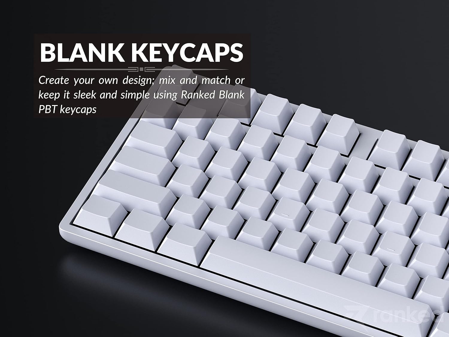 Ranked Blank Premium Keycap Set | 1.4 mm Thick PBT | Cherry Profile for Mechanical Keyboard (White, 139 Keys)
