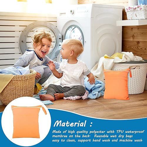 Miniatura 6 de Shappy 4 bolsas para artículos húmedos y secos para pañales de tela para bebé, bolsa impermeable lavable, de viaje, reutilizable, con 2 bolsillos