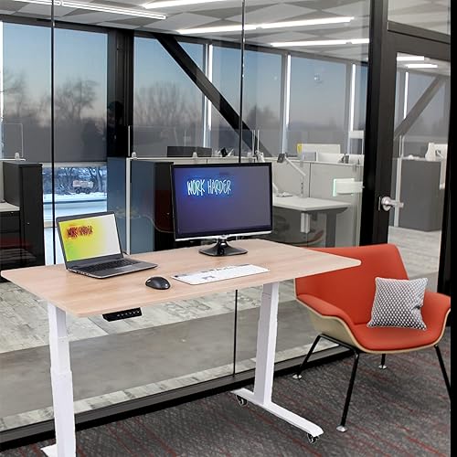 Miniatura 5 de Stand Up Desk Store Escritorio eléctrico de altura ajustable con memoria programable (marco blancoparte superior de nogal natural, 60 pulgadas de
