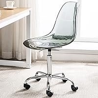 Vista 1 de HOMEFUN Silla de escritorio transparente, de acrílico, giratoria, sin brazos, altura ajustable, de plástico moldeado fantasma, sillas de oficina