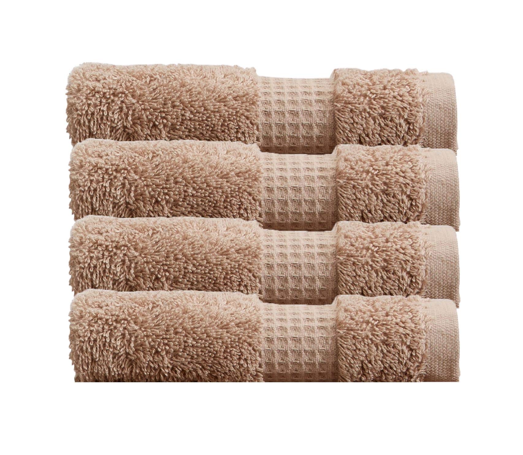 Olivia Rocco Egyptian Cotton Towels Home Bathroom Towel Set Bale Fade Resistant 700gsm Luxe Collection Bales Bath Sets, 4 Washcloths Mink