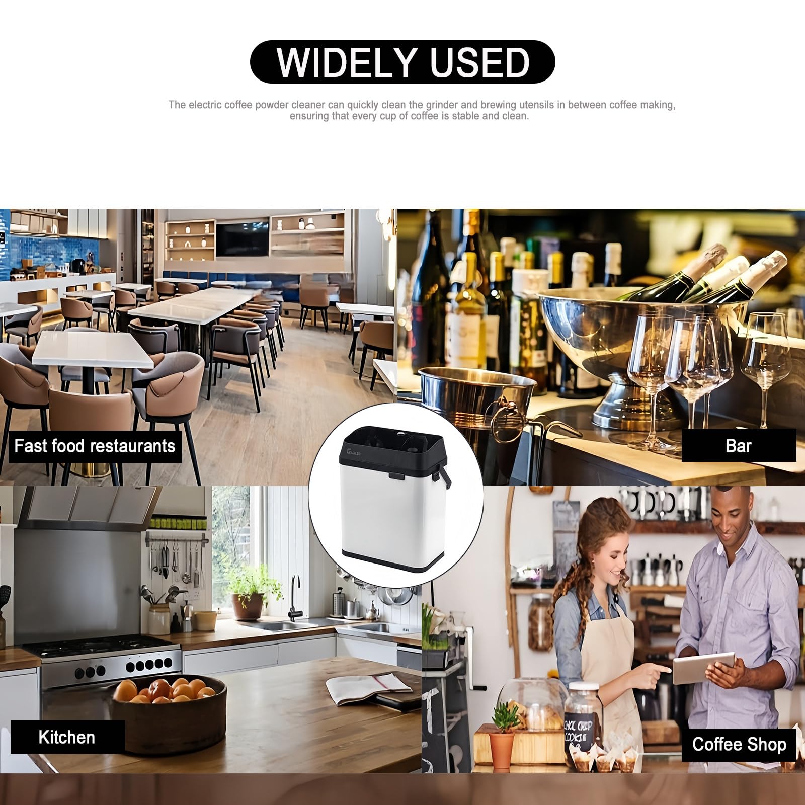 Limpiador De Portafiltro De Café Eléctrico Viene Con 2 Raspadores Y 1 Cepillo, Triturador De Posos De Café, Una Herramienta Imprescindible Para Los Amantes Del Café, Restaurantes Y Bares.,Black