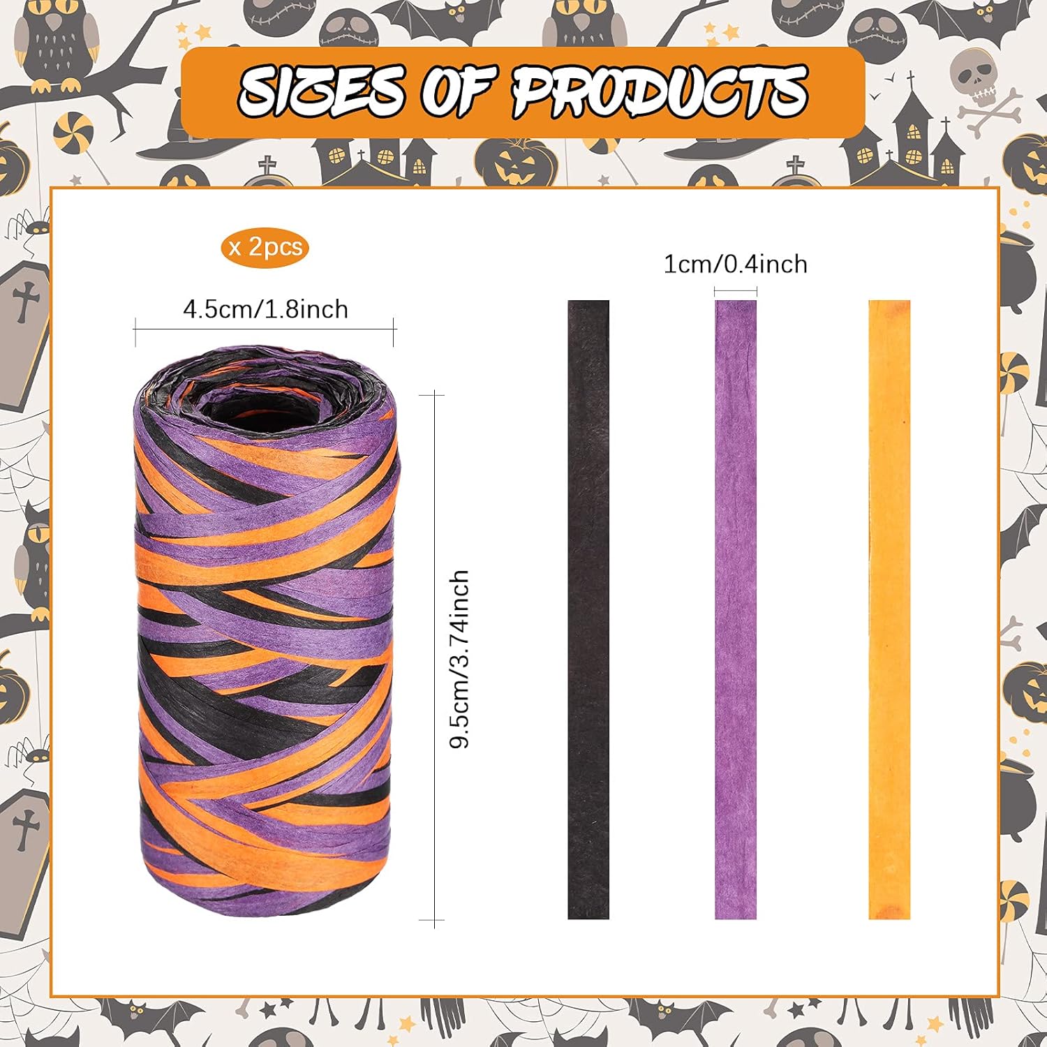 Halloween Raffia Ribbon 524 Feet Colored Raffia Paper Ribbon Colorful Paper String Twine Halloween Twine Wrapping Craft Ribbon for Wreaths Party Home DIY Decoration Basket Weaving, 3 Color (2 Rolls) : Arts, Crafts & Sewing