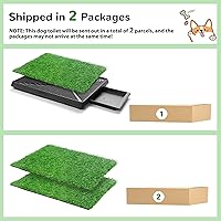 Vista 31 de Almohadilla de césped para perros con bandeja, 25 x 20 pulgadas, almohadilla de césped artificial para entrenamiento de cachorros, inodoro portátil