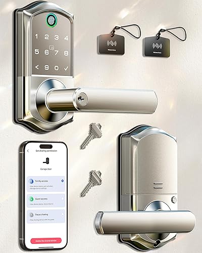 Veise VE019 - Cerradura de palanca inteligente de huellas dactilares, control de aplicación, cerradura de puerta con teclado con asa, entrada sin