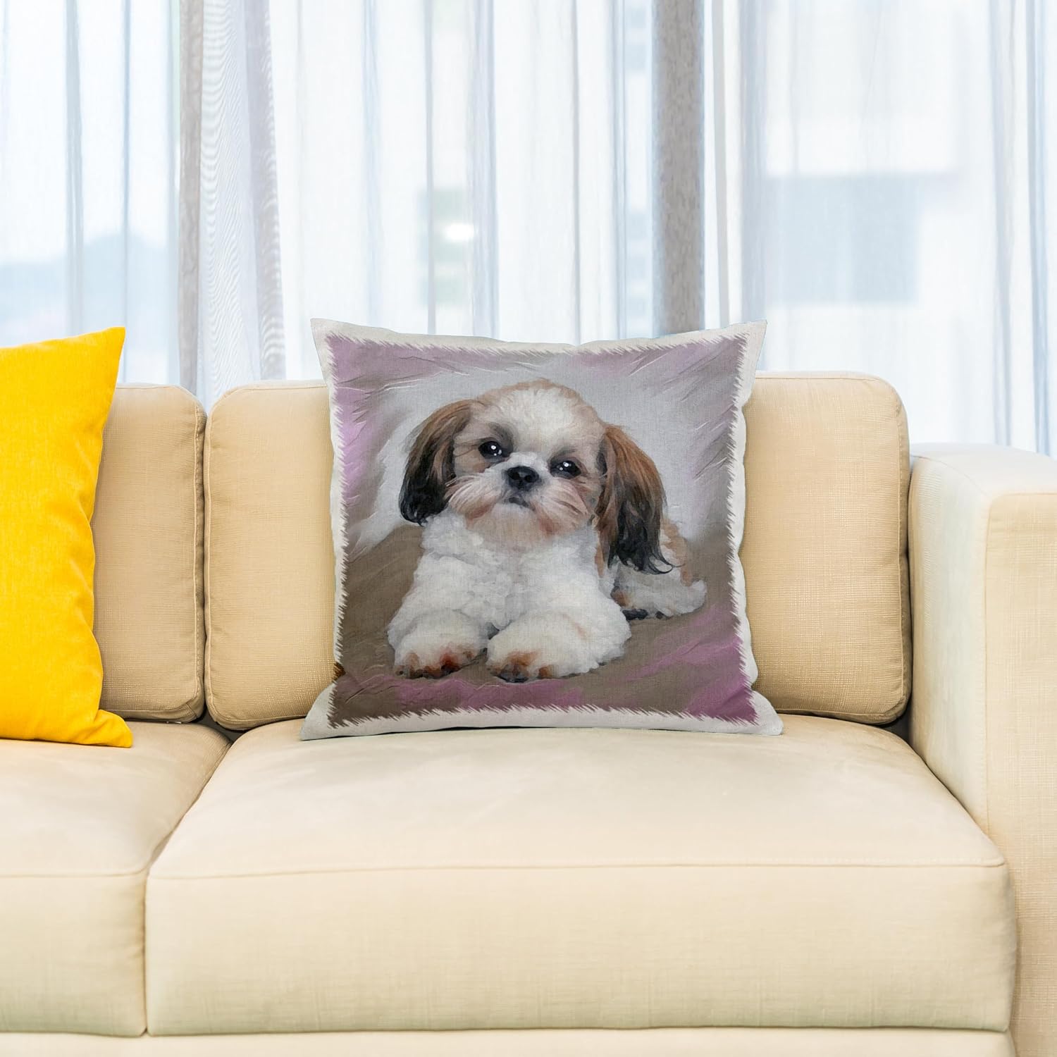 3dRose pc_4807_1 Shih Tzu Puppy-Pillow Case, 16 by 16"