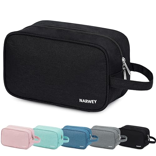 Narwey Neceser de viaje para mujeres kit de viaje Dopp organizador de bolsas de maquillaje para artículos de tocador accesorios cosméticos A-Negro