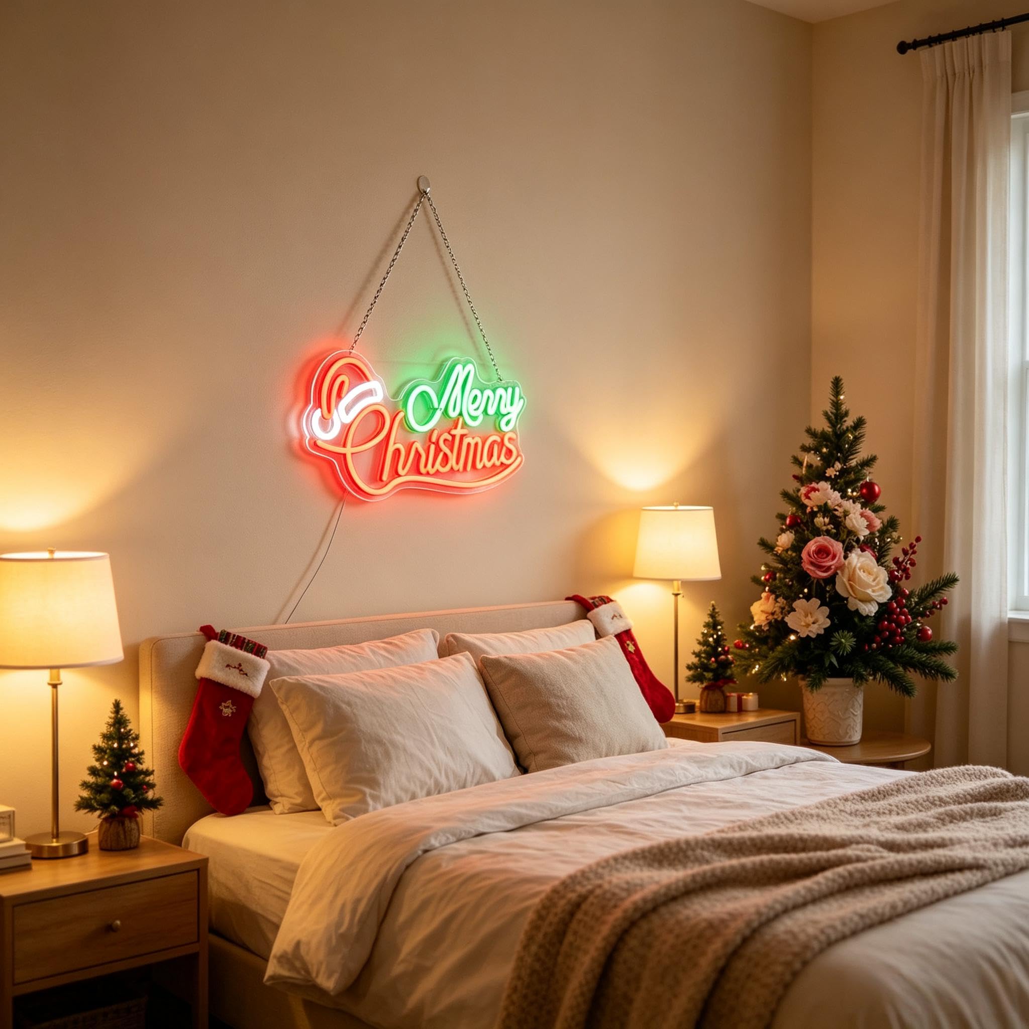 Insegna al neon con scritta "Merry Christmas", luce notturna a LED dimmerabile per casa, ufficio, bar, decorazione per feste, regalo di compleanno e Natale per la famiglia