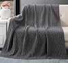 RUDONG M Dark Grey Cotton Cable Knit Throw Blanket, Cozy Warm Knitted Couch Cover Blankets, 60 x 80 Inch