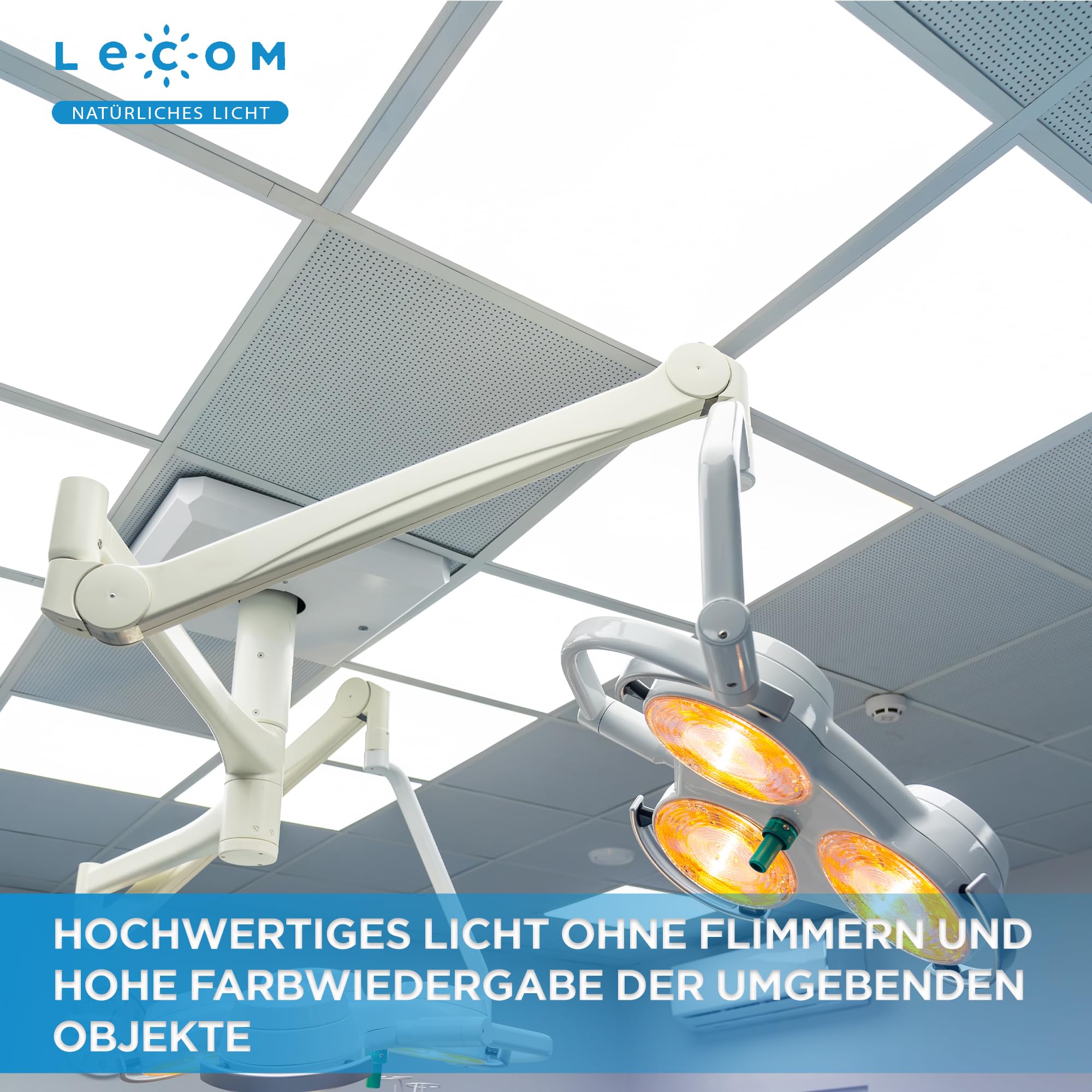LECOM 6x LED Panel 62x62 Kaltweiß 6000K CRI90 Deckenleuchte für Rasterdecke | LED Panel Tageslicht mit hoher Farbtreue. Ideal für Fotostudio, Atelier, Labor, Werkstatt, Apotheke und Prüfraum.