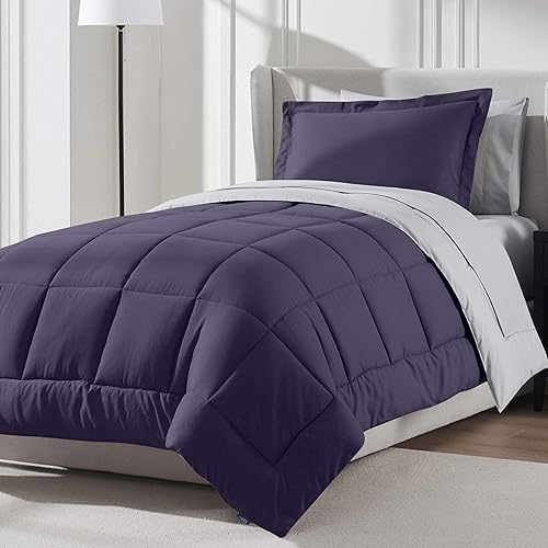 Miniatura 41 de Nestl Juego de edredón de 7 piezas tamaño Queen – Juego de ropa de cama reversible en una bolsa color beige – Juego completo de ropa de cama tamaño