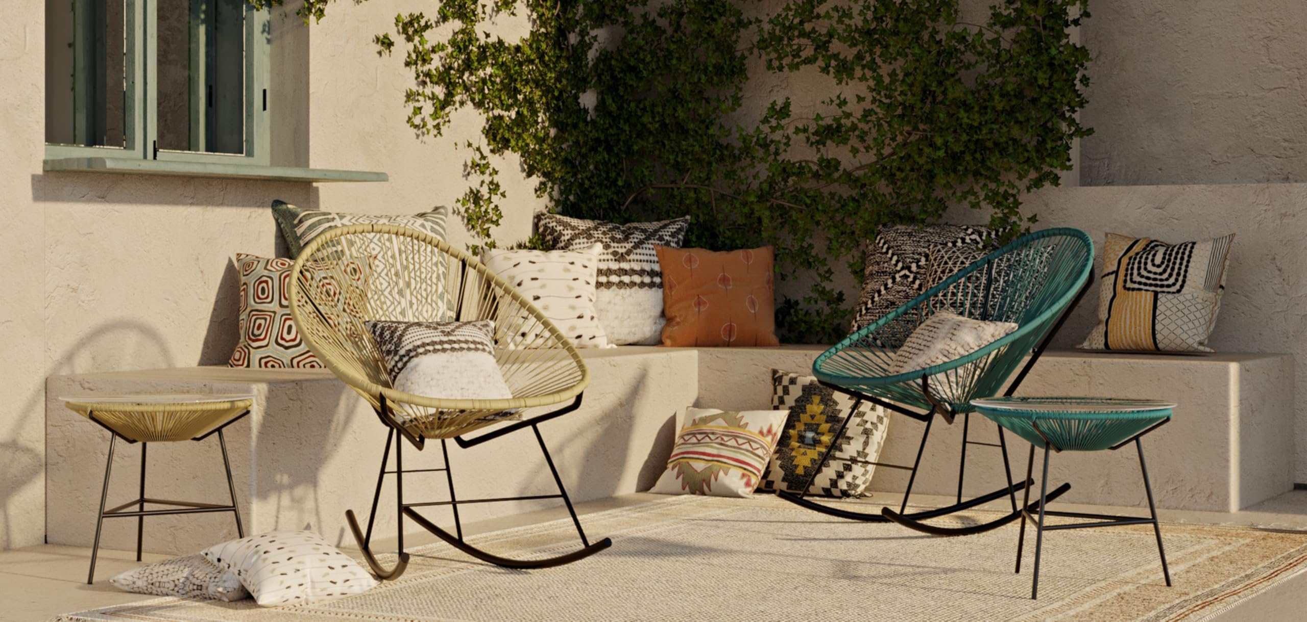 Acapulco Style Table de Jardin - Table d'Appoint - Acapulco Jaune