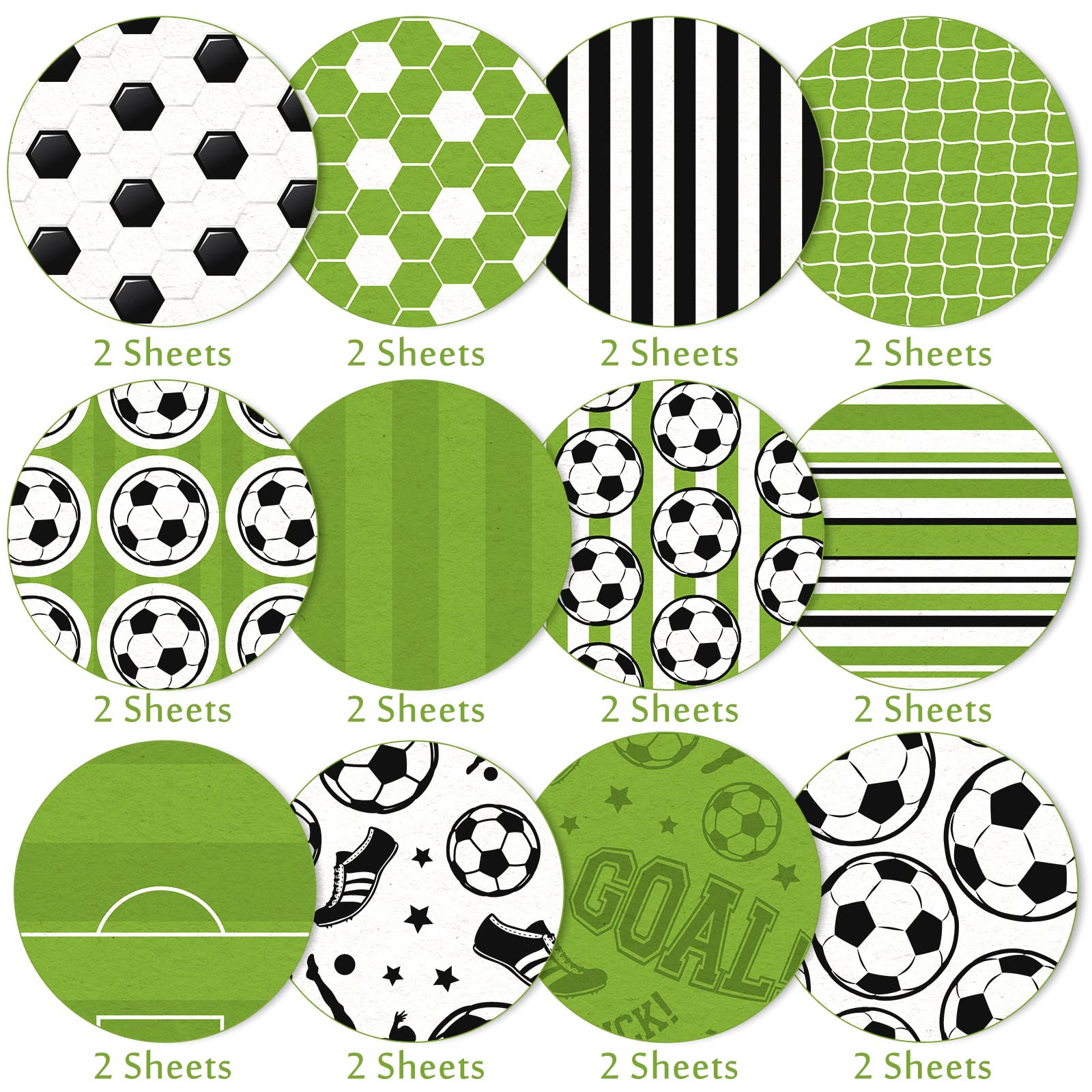 Amazon | Whaline サッカー柄用紙 24枚 30 x 30cm 両面 グリーン