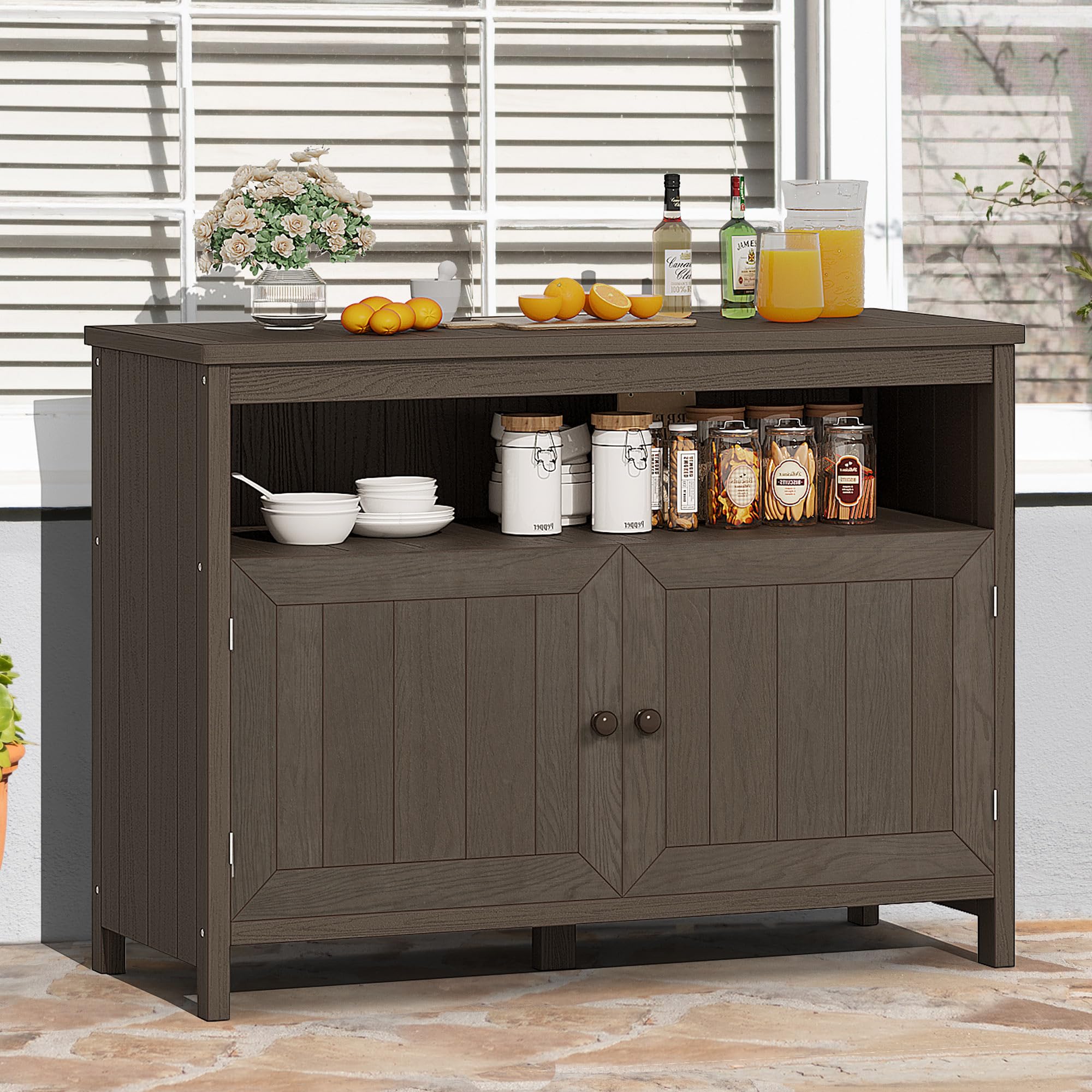 Snapklik.com : DWVO Poly Lumber Outdoor Sideboard, Patio Bar Table