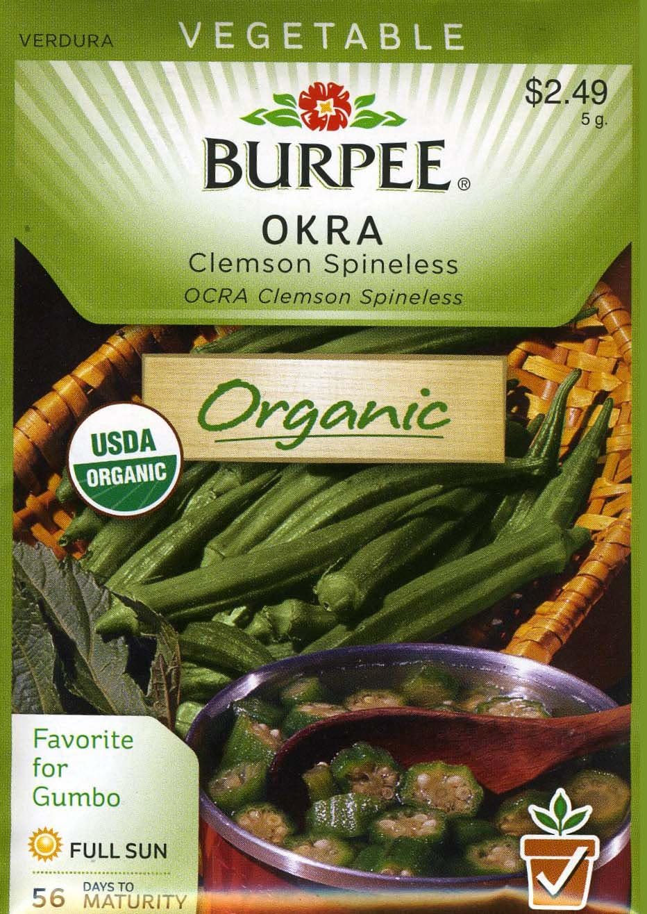 Burpee Okra Clemson Spineless 60410 (Green) 100 Organic