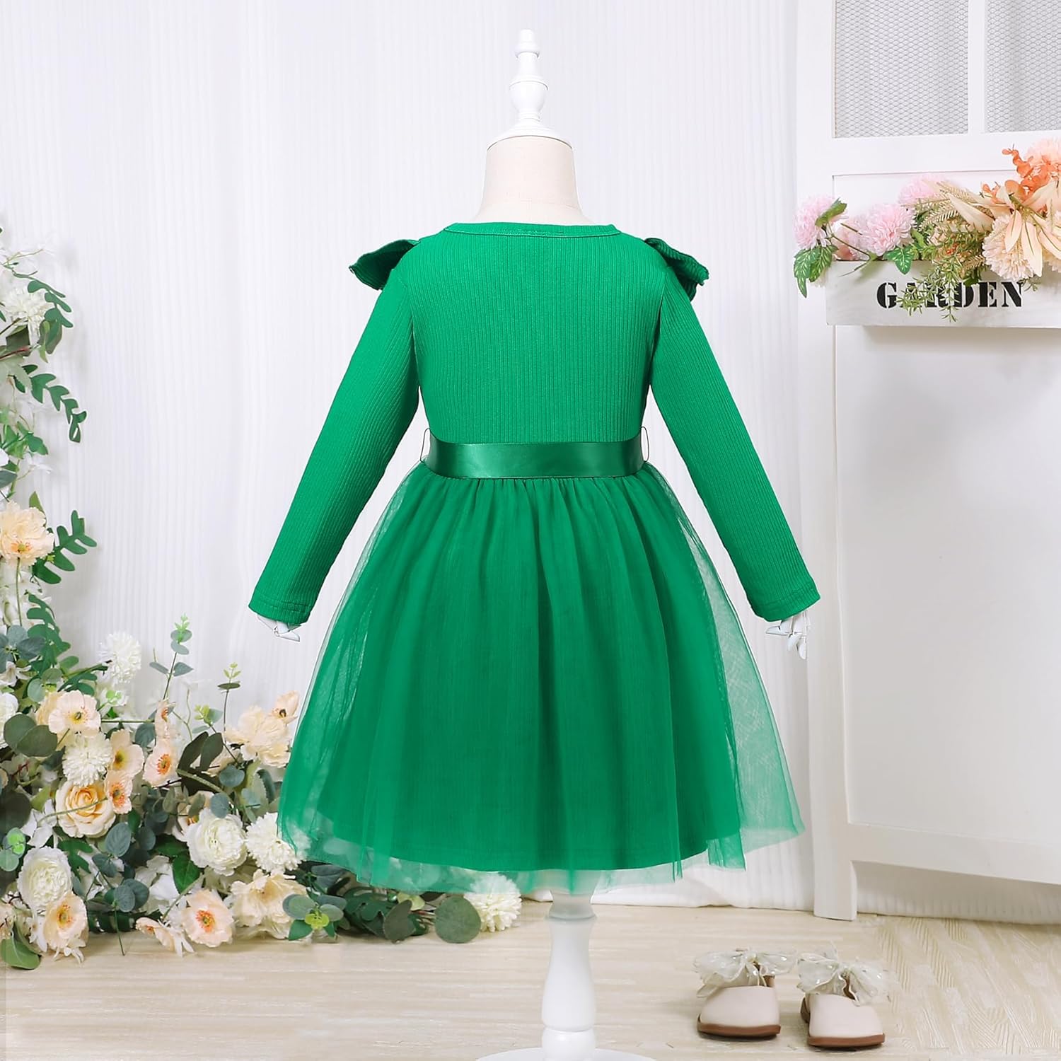 Magic Park 12M-7Y Toddler Tulle Dress Girl Long Sleeve Tutu Dress Kids Ribbed Dresses Holiday Birthday Outfits Girls - Image 3