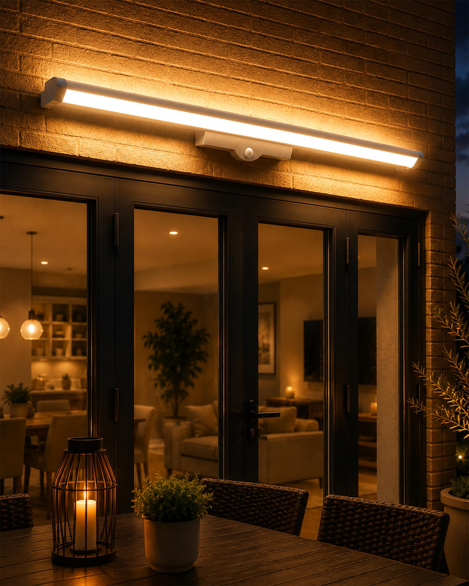 LeisureLUX Outdoor Lights Mains Powered, Decking Light with Motion Sensor, Smart WiFi 20W Outside Lights & Garden Lights 1650 Lumens, IP65 Waterproof, 1.1 Metre Patio Lighting Made in the UK, White