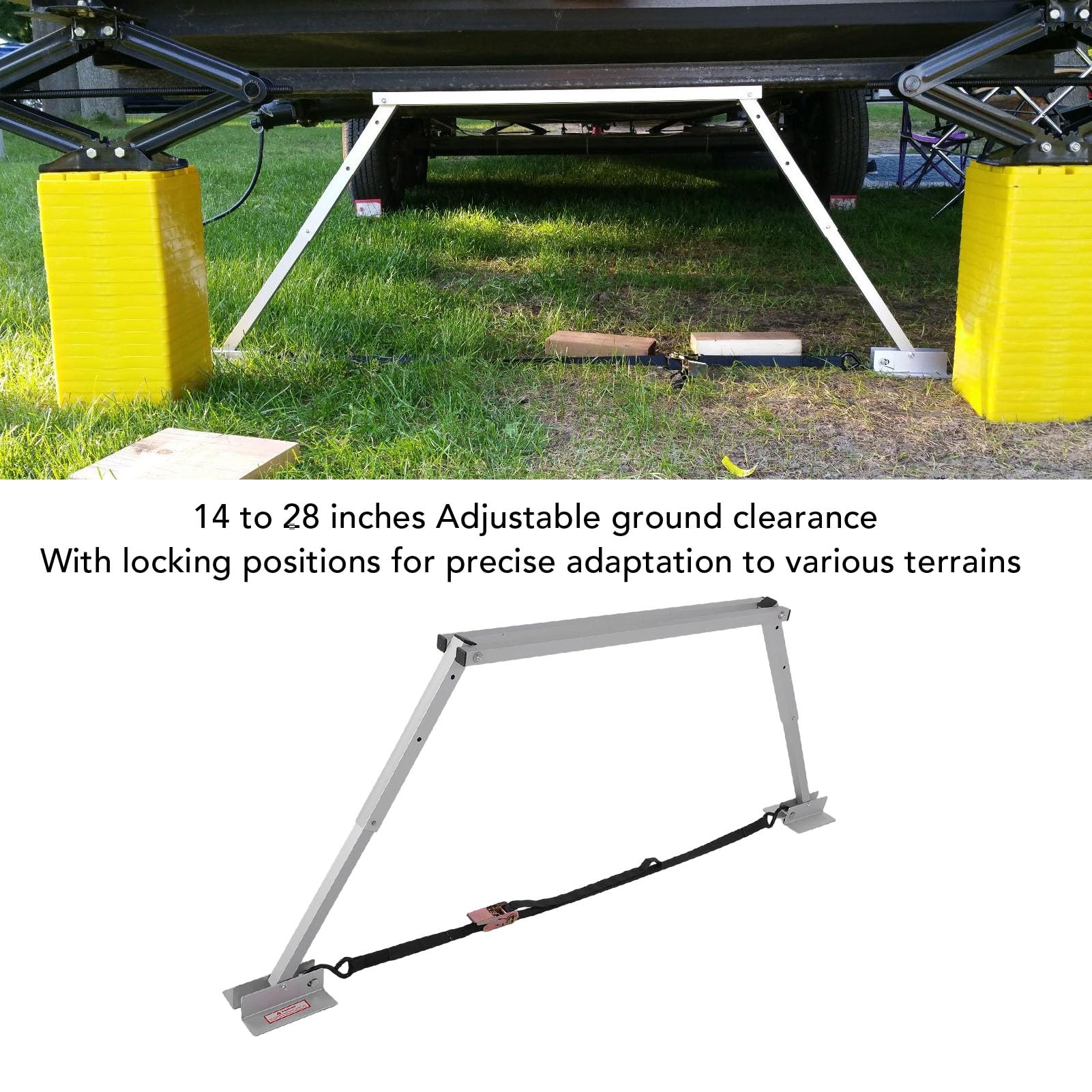 Acouto Estabilizador Ajustable para Remolque, Gato Estabilizador Antivibración para RV, Estructura de Aleación de Aluminio de 3 Mm para 14 a 28 in del Chasis Al Suelo, para Remolques y