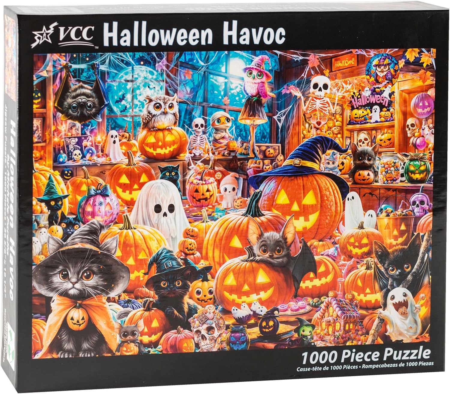Halloween Havoc Jigsaw Puzzle 1000 Piece by Vermont Christmas Company - Halloween Puzzles with Randomly Shaped Pieces - 26 5/8" x 19 1/4"