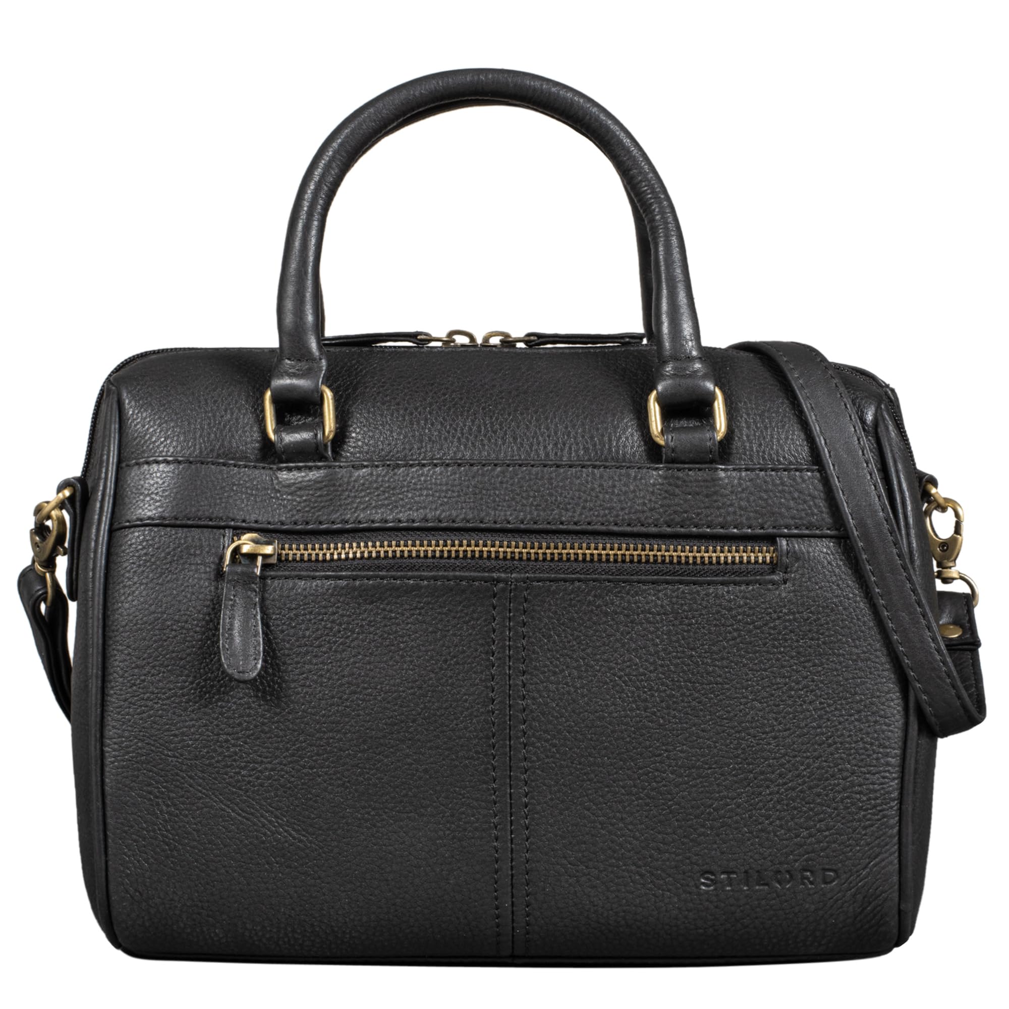 STILORD Cassandra Leder Handtasche Damen Fashion-Tasche Ledertasche Henkeltasche Umhängetasche und Schultertasche Echtleder Farbe:schwarz