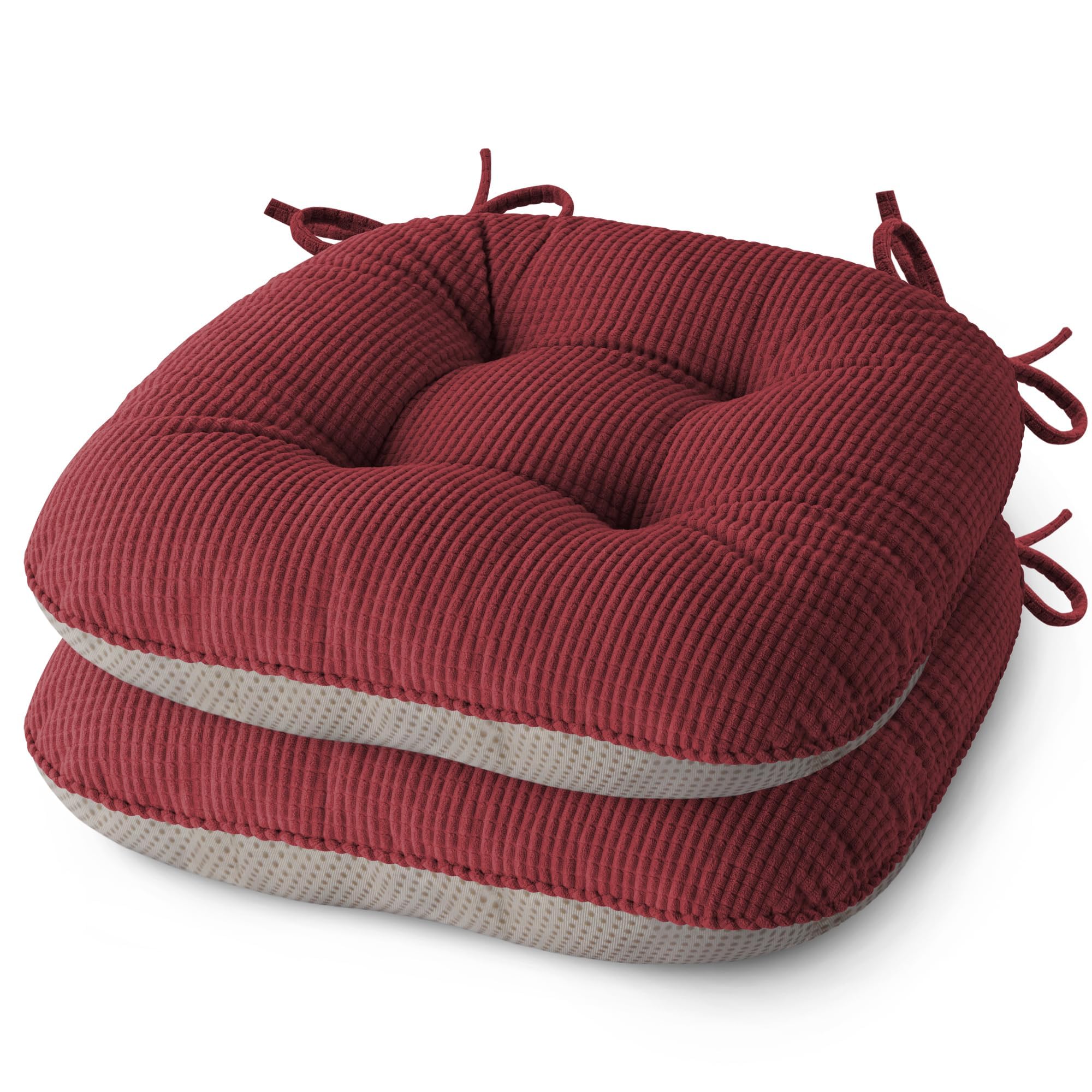 MineCozy Seat Cushions for Dining Chairs Set of 2, 43X40X7.5cm, Red — image 1