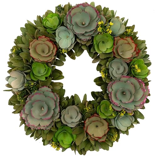 Northlight Wooden Mini Flowers Artificial Spring Wreath - 14"