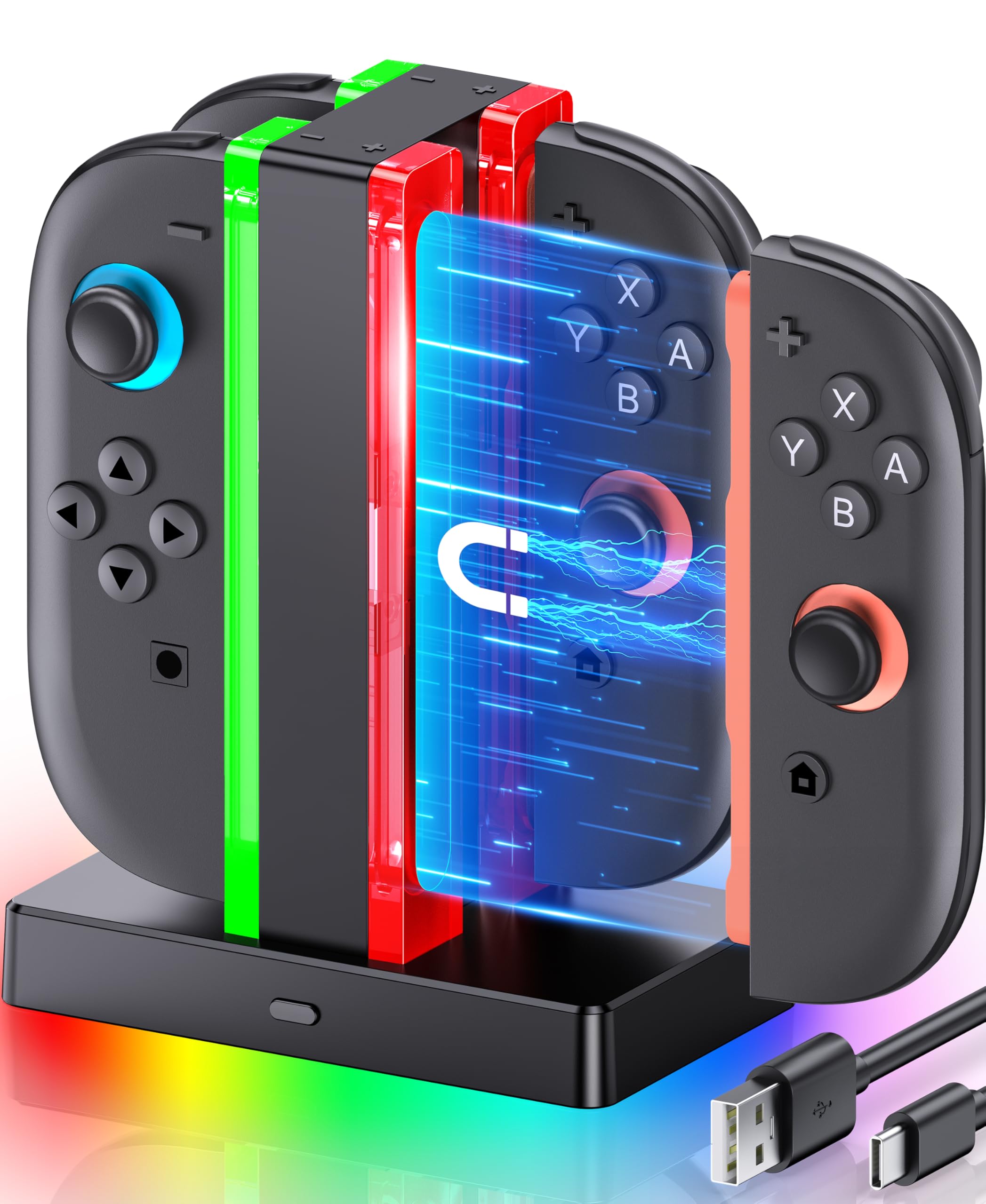 for Switch 2 Charging Station Dock Compatible with Playstation 3 Controller with USB C Charging Cable 4 IN