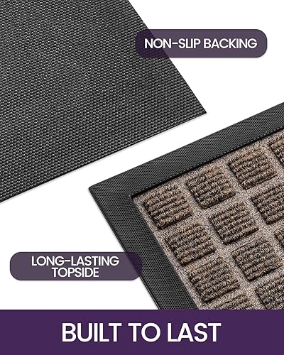 Miniatura 3 de DEXI Tapete de bienvenida para entrada, tapete de goma resistente antideslizante de perfil bajo para patio, garaje, color azul, 17 x 29 pulgadas