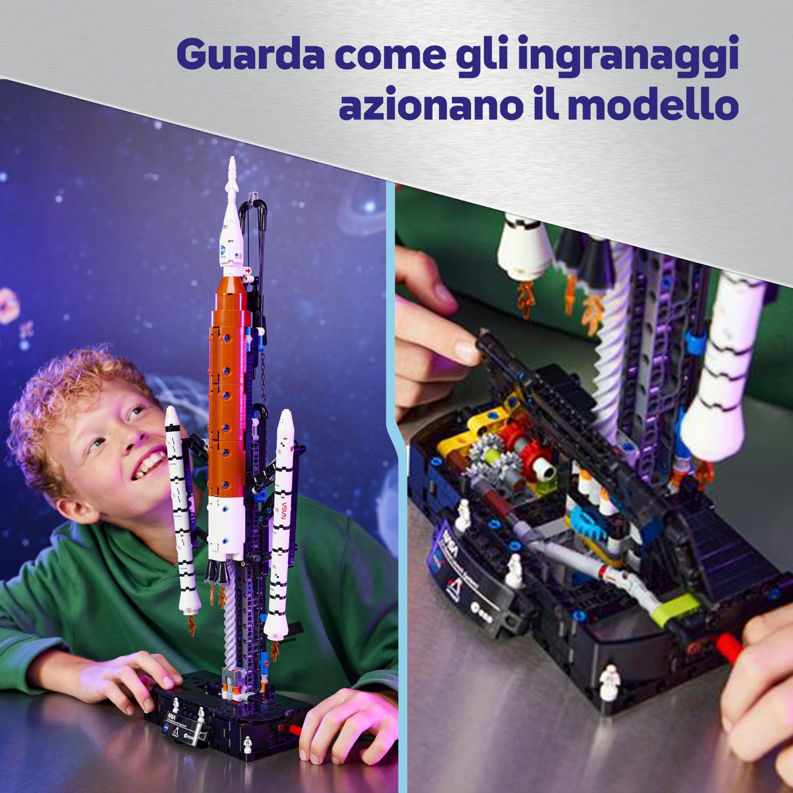 LEGO Technic Sistema di Lancio Spaziale Razzo NASA Artemis - Giocattolo STEM Interattivo con 4 Astronauti e Funzione di Separazione degli Stadi - Regalo per Bambini e Bambine da 9 Anni in su - 42221