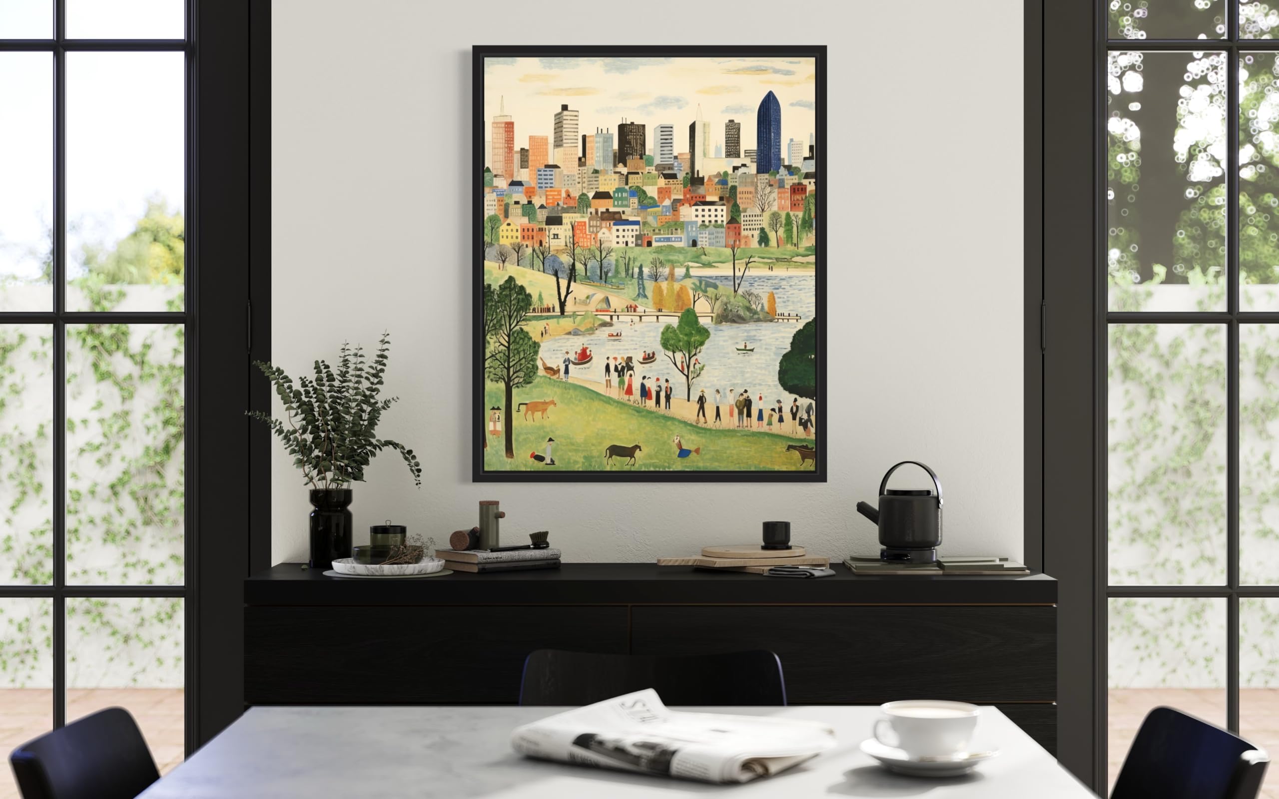 Amazon.com: 孟菲斯田納西州海報藝術印刷品,城市天際線美國民間藝術,天真藝術作品PIcture繪畫裝飾,適用於臥室、浴室、客廳。 ( 田納西州孟菲斯,16x20 英吋(無框)) : 居家與廚房