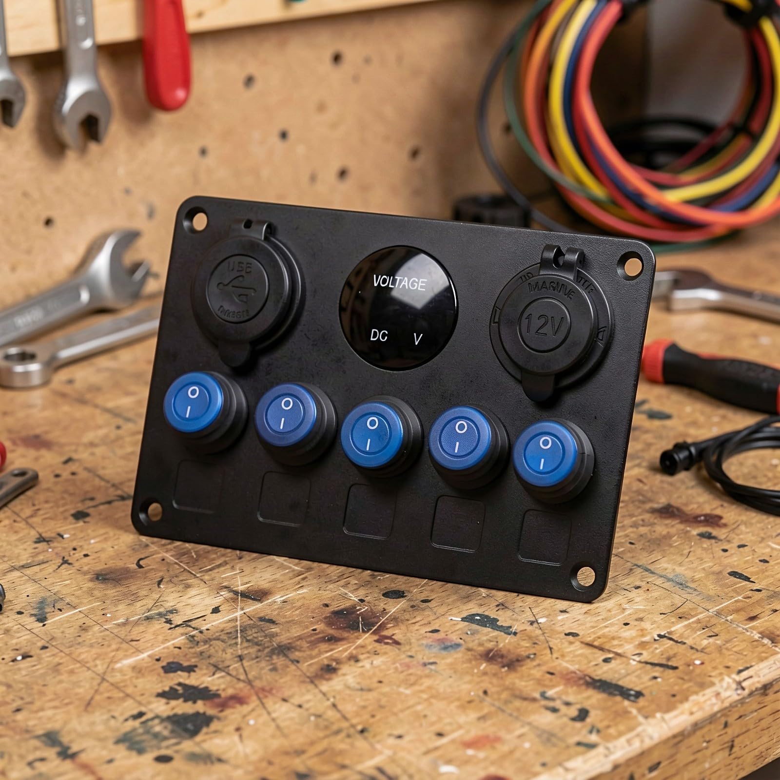 2 Stück Aluminium Wippschalterpanel 12v 24v mit Spannungsanzeige