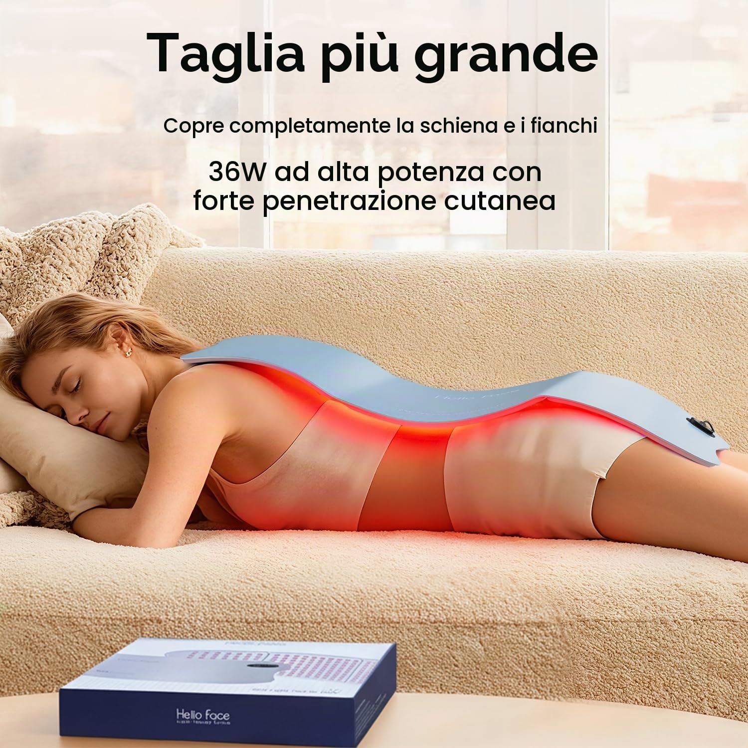76 x 30 cm, grande tappetino per terapia della luce rossa da 36 W, con chip LED da 792, 660 nm e 850 nm, pannello terapia del corpo per alleviare il dolore