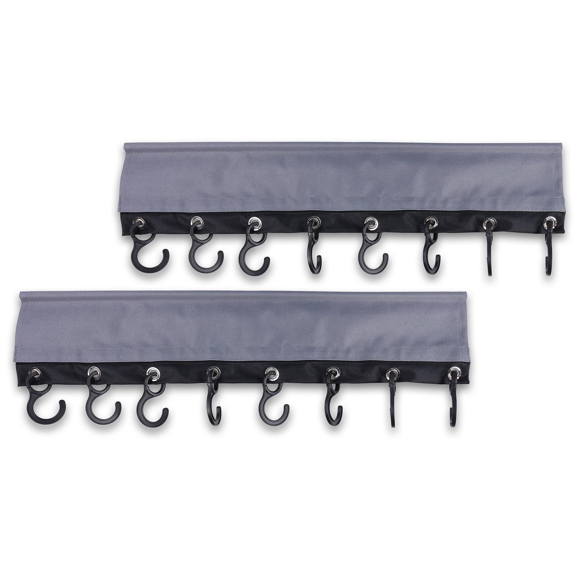 2X Camping Hakenleiste - 58x20cm mit 8 Haken - mit Keder + Klettband