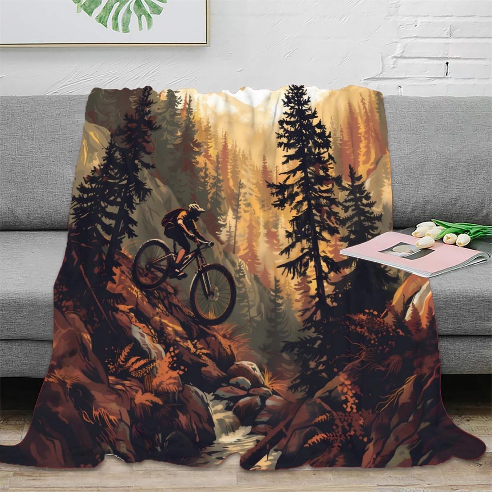 Couverture polaire biking 3D pour literie de gammers et soirées en colocation