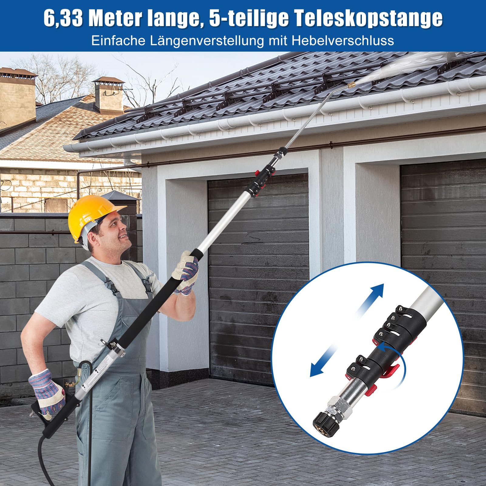 Teleskopstange Für Hochdruckreiniger 6,8m - Mit Bürste & Zubehör