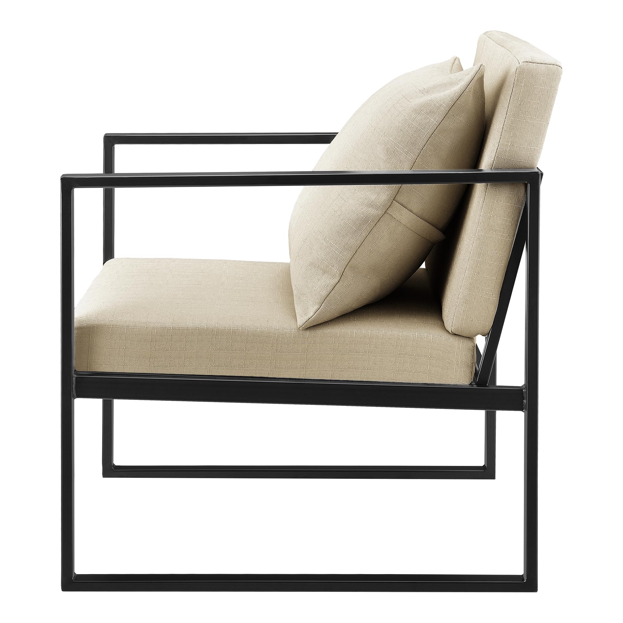 [en.casa] Set de 2X Sillones de Comedor Textil y Hierro - 70 x 60 x 60 cm - Color Arena