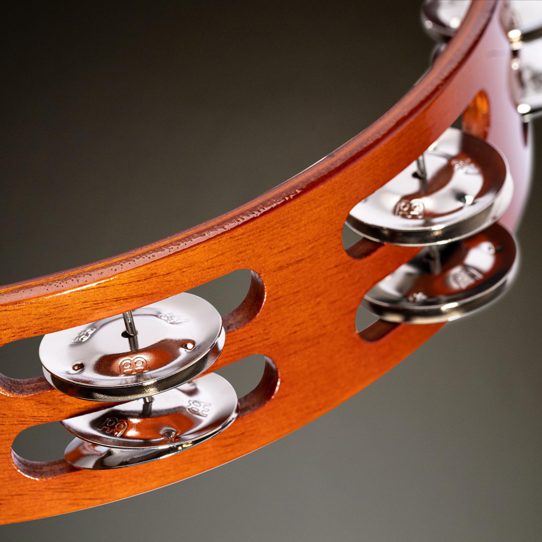 Meinl Percussion TA2AB, Tamburello in legno con doppia Fila di sonagli d'acciaio nel telaio, Diametro 25.40 cm, 10'', marrone