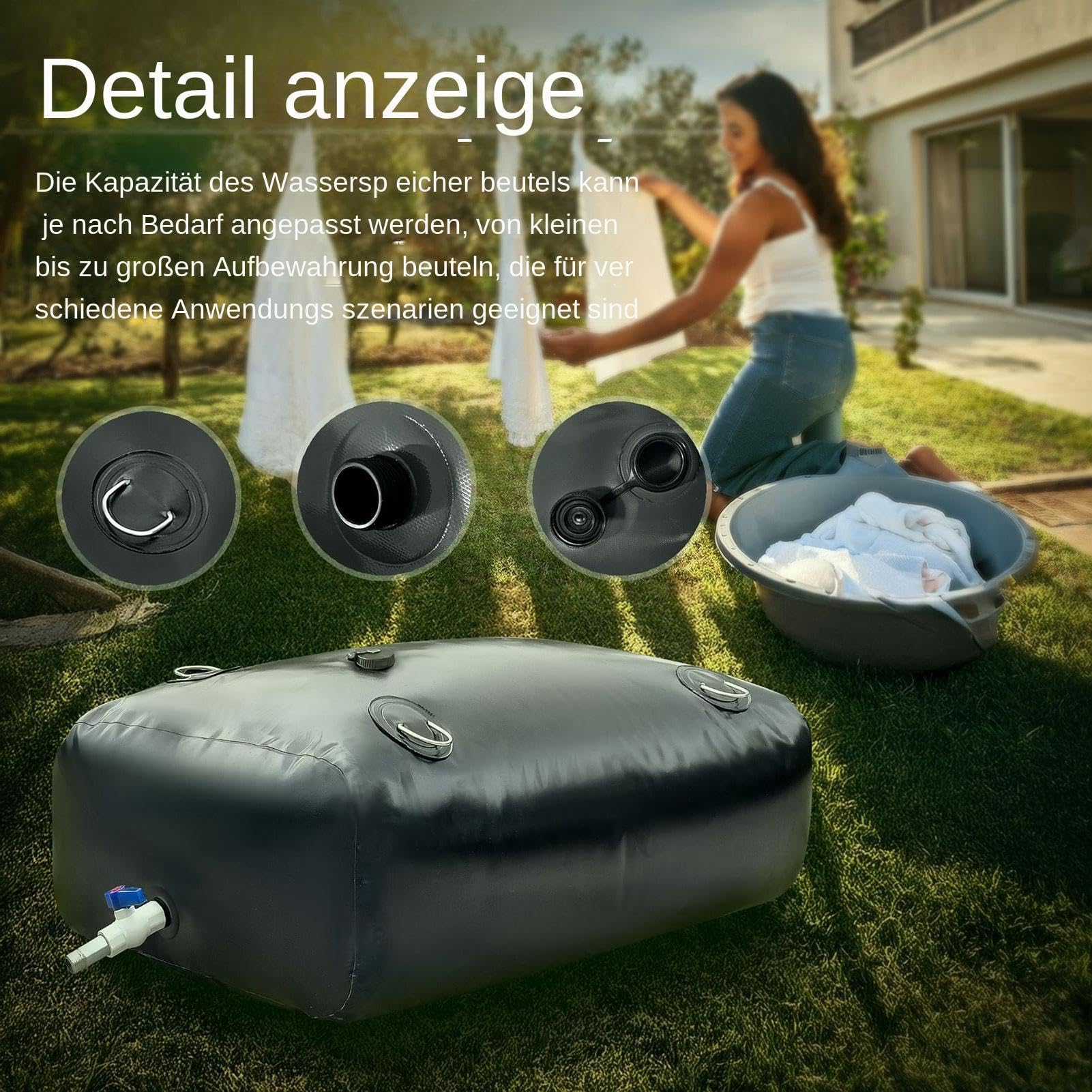 Depósito de burbujas de agua – Red de PVC de 110 l, bolsa de almacenamiento plegable para depósito, conos | Depósito de almacenamiento de agua portátil para coche, camión, caravana, camping, jardín