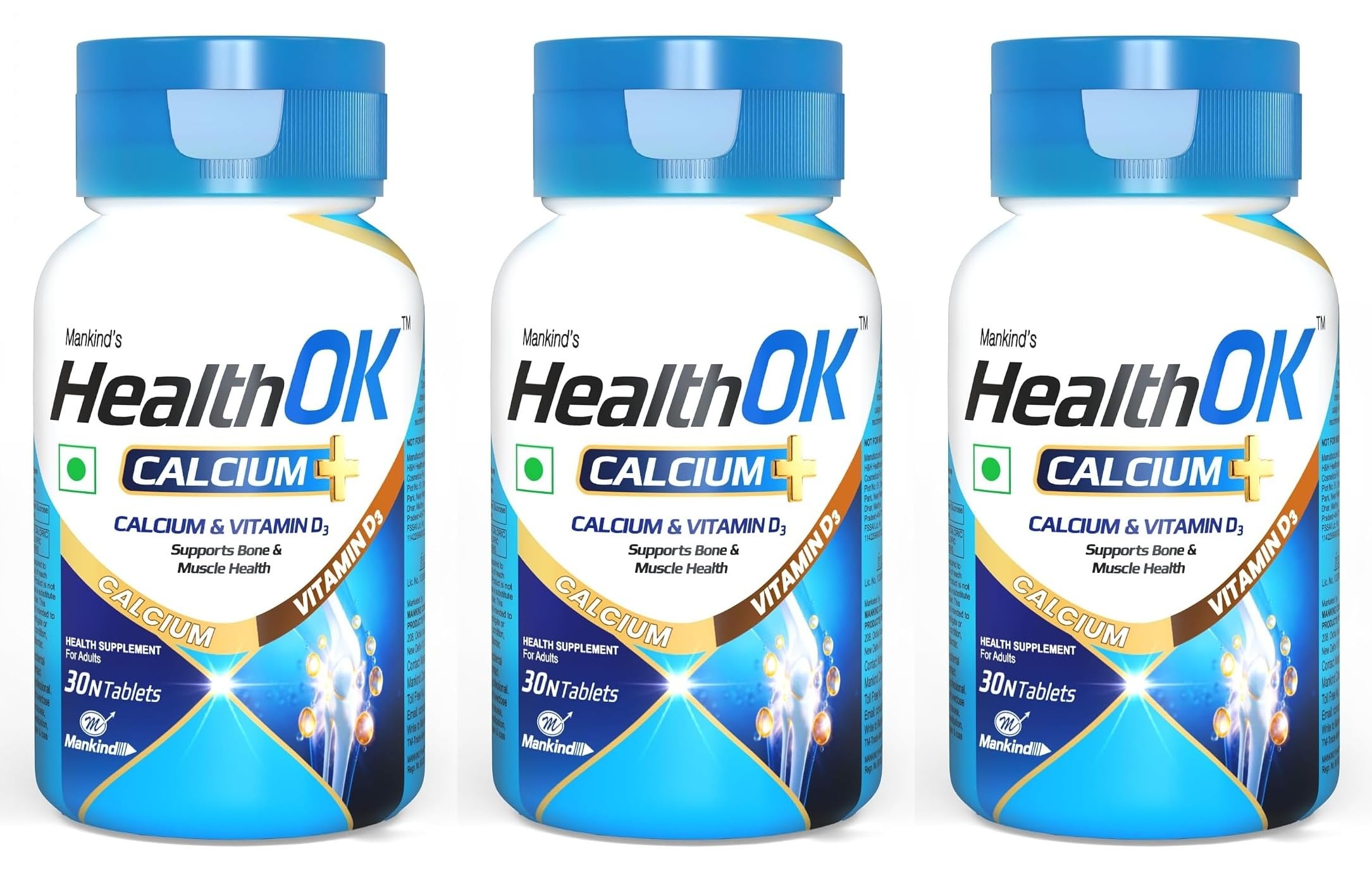 Mankind Health OK Calcium Tablets with Vitamin D3 - Advanced Bone Density, Joint Mobility & Muscle Strength Support Formula - 30 Tablets Pack x Pack of 3-image-28