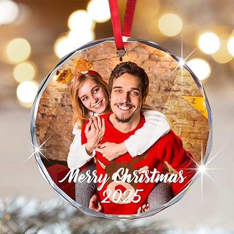 PARONA Ship Next Day Personalized Ornaments for Christmas, Custom Xmas Ornament Gift with Photo/Text, Personalized Christmas Ornament for Tree 2025 Custom Gift Xmas Decor Printed in USA