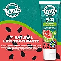 Vista 2 de Tom's of Maine Watermelon Wiggle Pasta de Dientes para Niños con Flúor, Pasta de Dientes Natural para Niños, Para Niños de 2 Años en Adelante, Ayuda