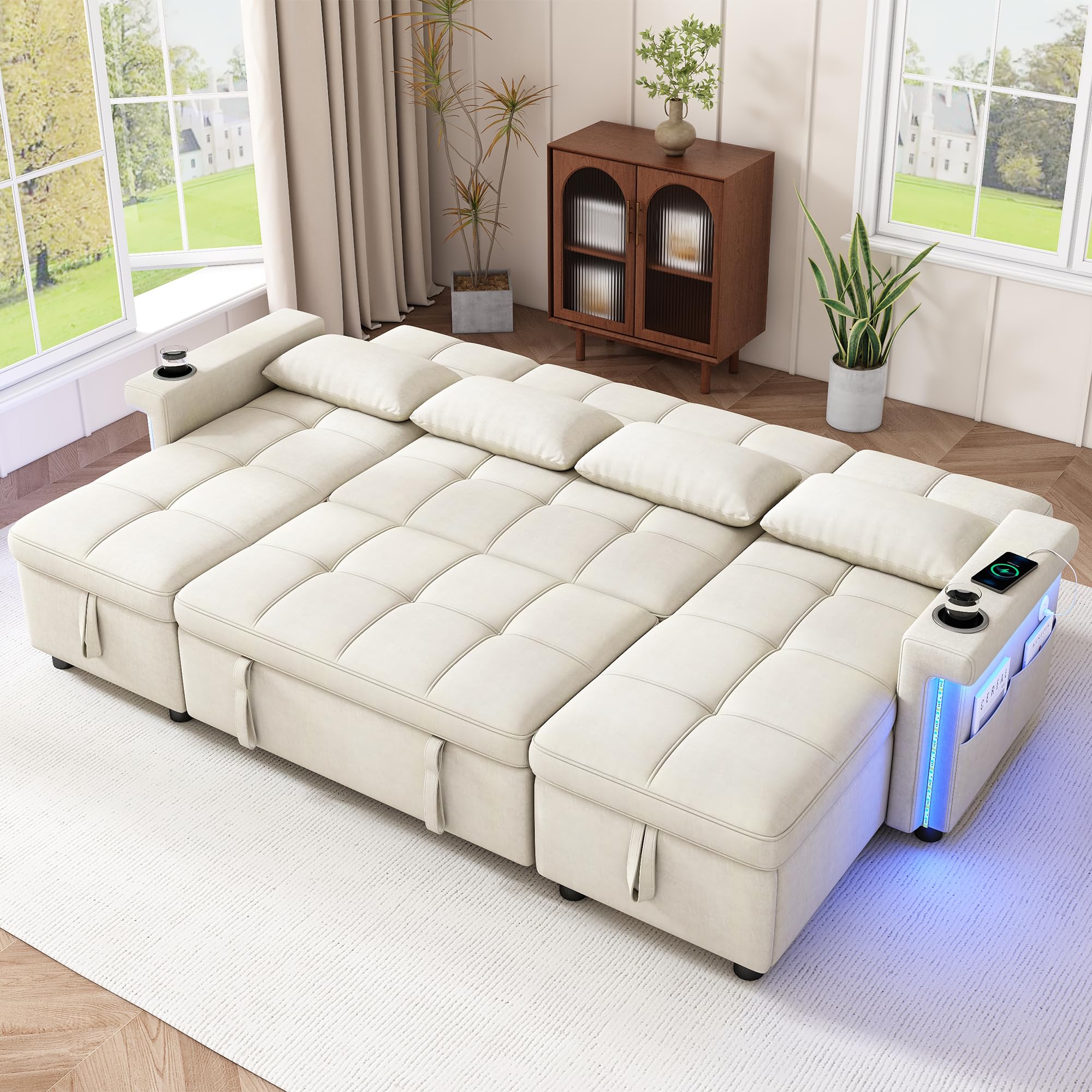 Divano ad angolo a forma di U, divano letto, 2 chaise longue