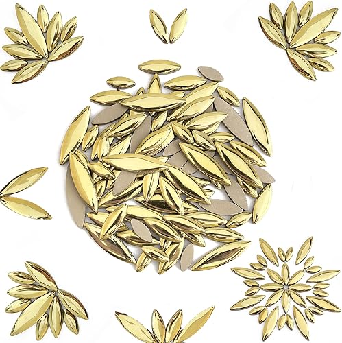 Mosaico dorado para manualidades, 7.05 onzas (7.05 oz) en forma de pétalos, suministros de manualidades para kits de jardín de bricolaje,