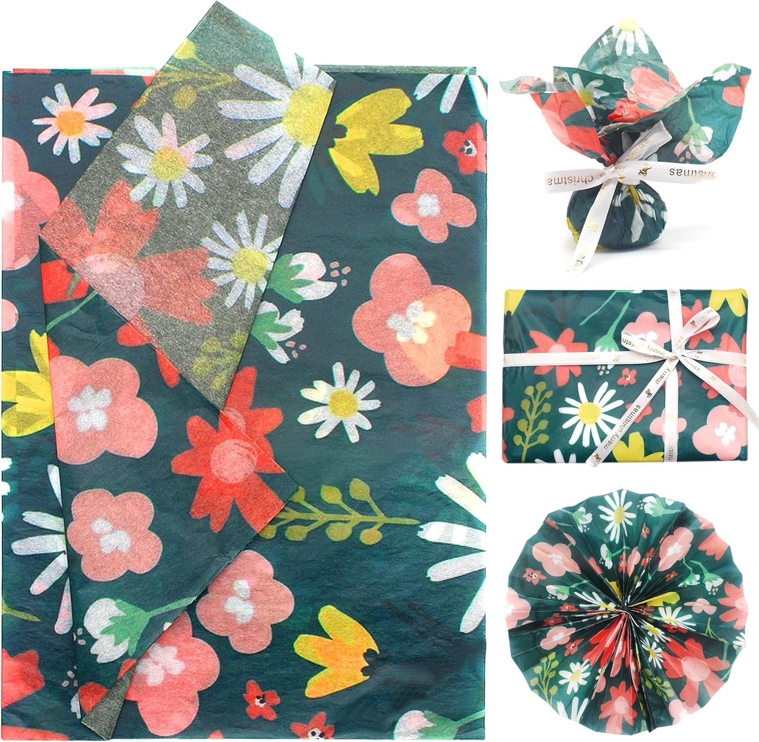 Benvo 20 Sheets Floral Print Tissue Paper 20 inch x 29 inch